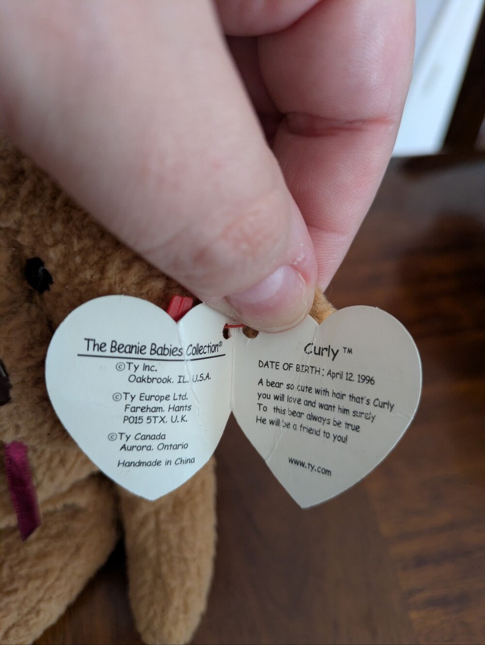 Vintage Ty Beanie Baby Curly Bear - Picture 3 of 9